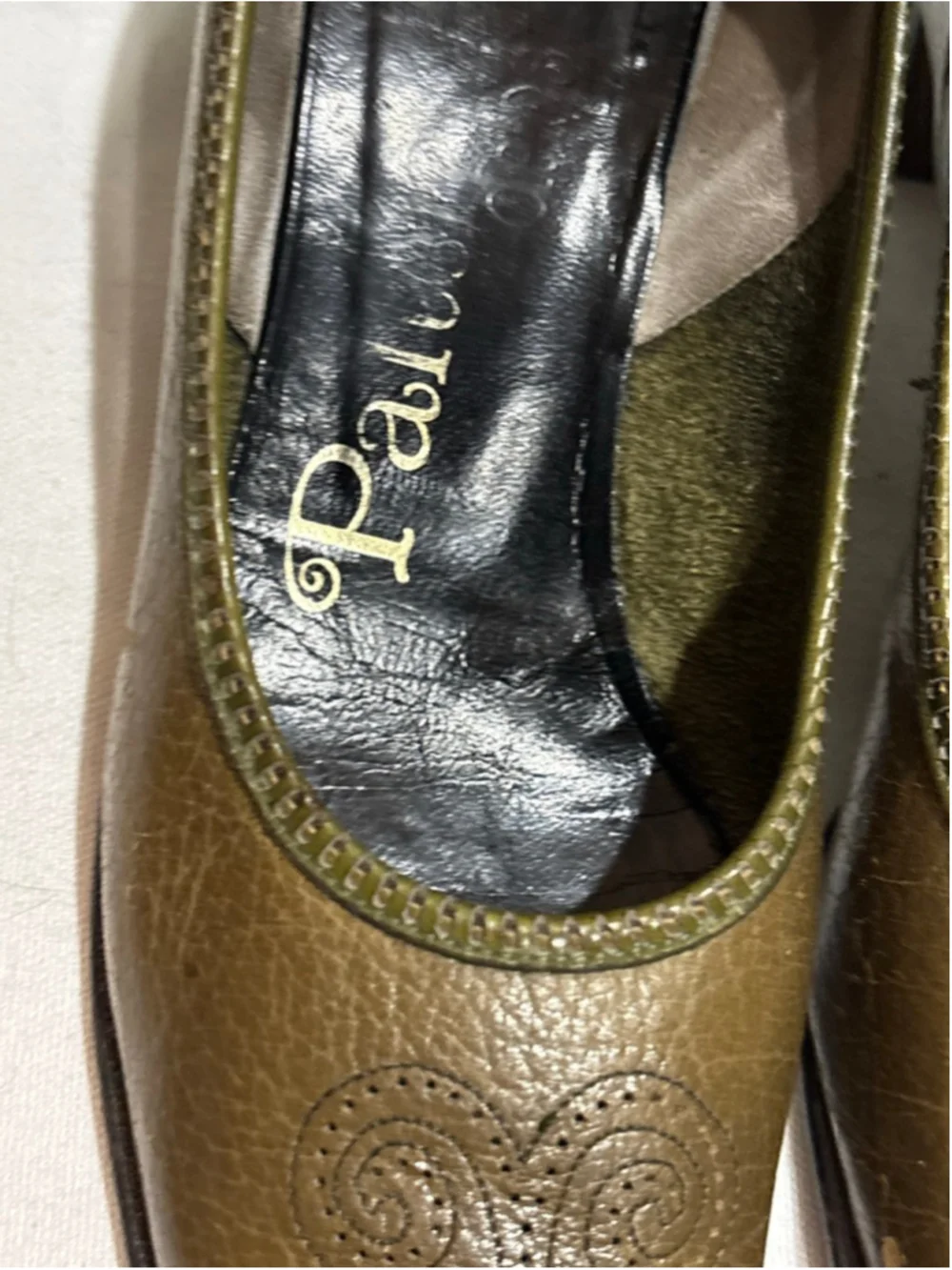 Women's Palter Olive Green Leather Heels